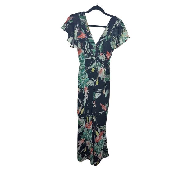 Adelyn Rae Floral Black Flutter Sleeve Lightweight Jumpsuit Romper Sz XS Women's - Picture 2 of 10
